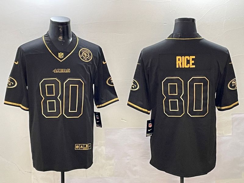 Men San Francisco 49ers #80 Rice Black Gold Throwback 2024 Nike Limited NFL Jersey style 3->san francisco 49ers->NFL Jersey